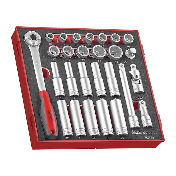 TED1227 - 27 Piece 1/2" Drive Socket Set in EVA Tray
